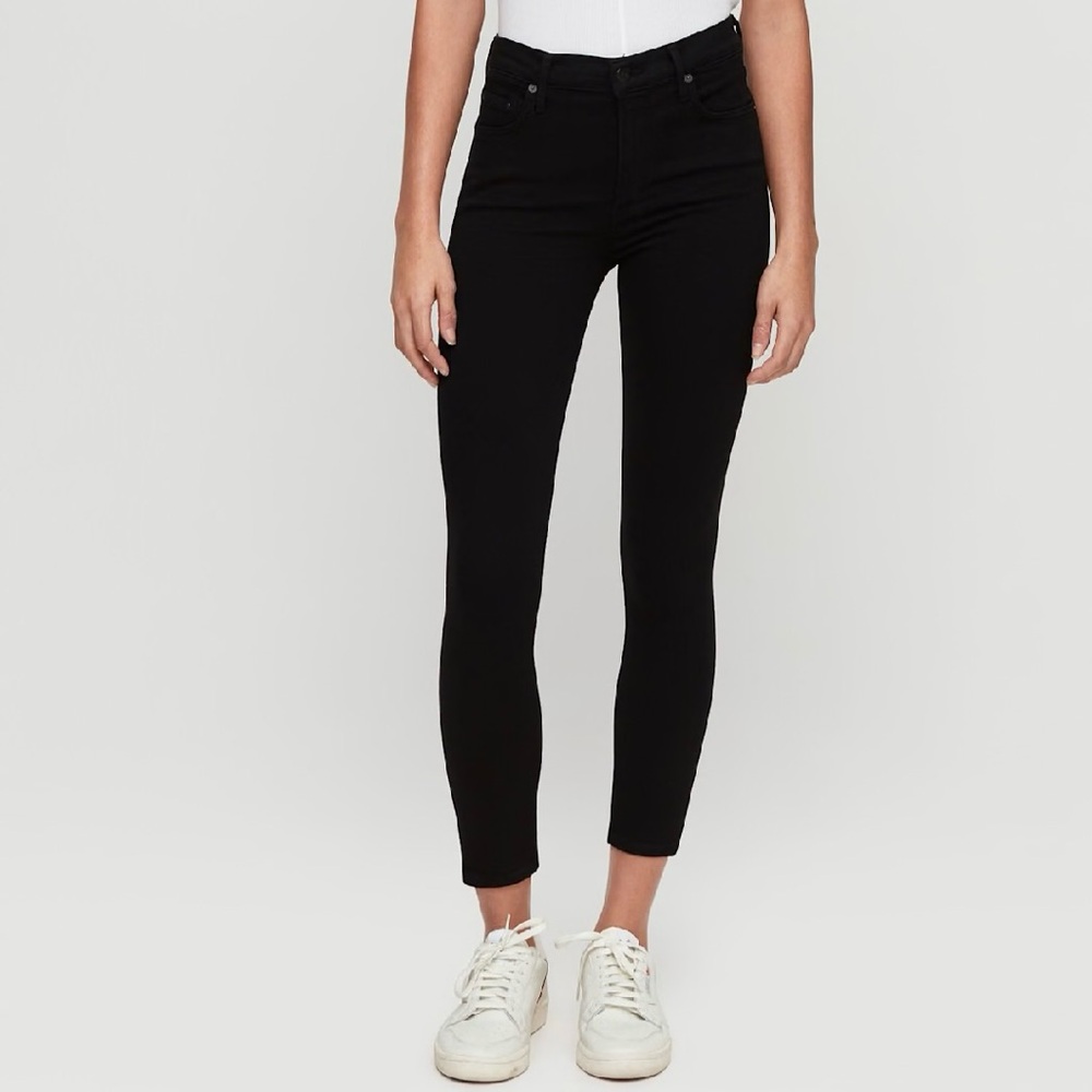 Citizens of Humanity Rocket Black High Waisted Cropped Skinny Jeans